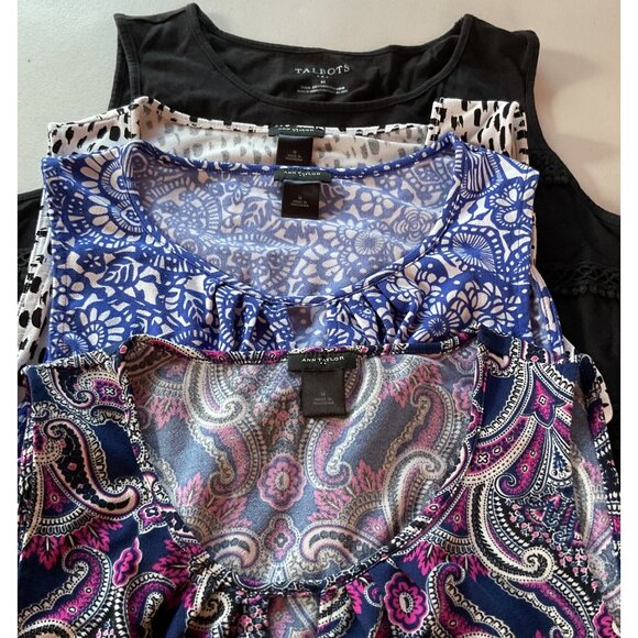 Ann Taylor & Talbots Womens Medium Sleeveless Tops 4 pc Bundle Multicolored Cott - Picture 2 of 8